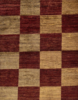 Abstract Chocolate Brown Checkered Rug, abs70