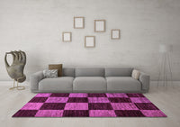 Machine Washable Checkered Purple Modern Rug, wshabs70pur