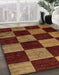 Abstract Chocolate Brown Checkered Rug in Family Room, abs70