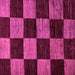 Square Machine Washable Checkered Pink Modern Rug, wshabs70pnk