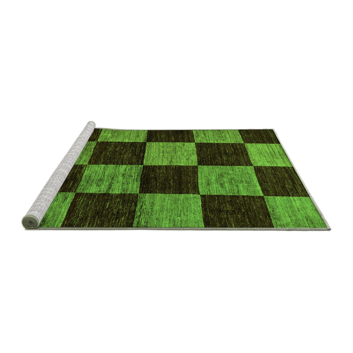 Sideview of Machine Washable Checkered Green Modern Area Rugs, wshabs70grn