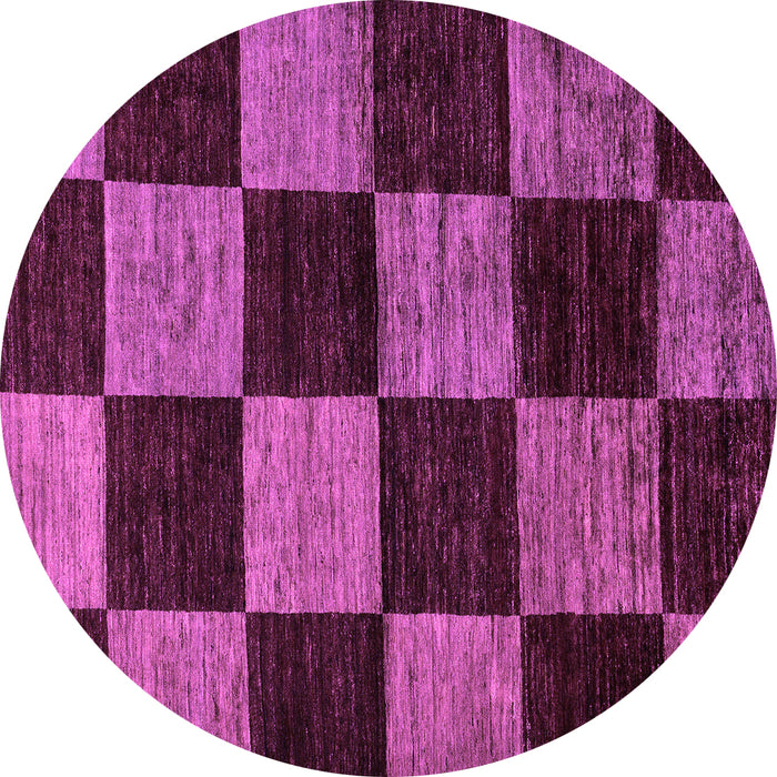 Round Machine Washable Checkered Purple Modern Area Rugs, wshabs70pur