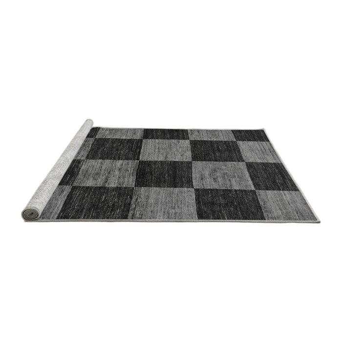Sideview of Machine Washable Checkered Gray Modern Rug, wshabs70gry