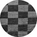 Round Machine Washable Checkered Gray Modern Rug, wshabs70gry