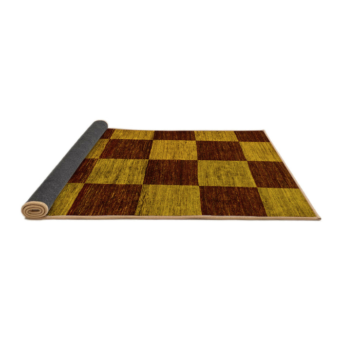 Sideview of Checkered Yellow Modern Rug, abs70yw