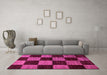 Machine Washable Checkered Pink Modern Rug in a Living Room, wshabs70pnk