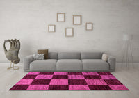 Machine Washable Checkered Pink Modern Rug, wshabs70pnk