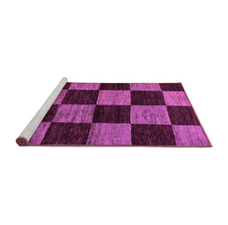Sideview of Machine Washable Checkered Purple Modern Area Rugs, wshabs70pur