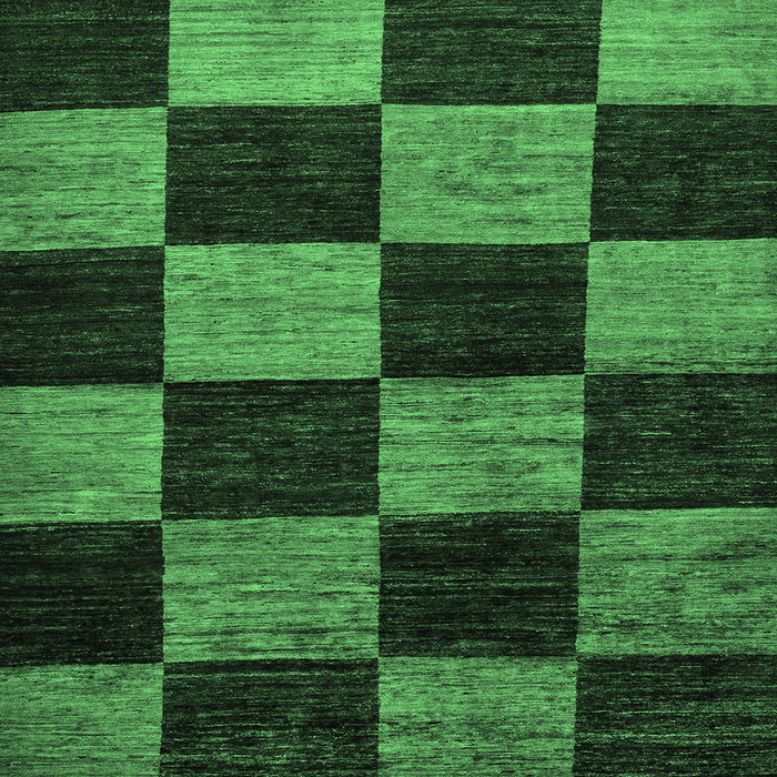 Square Machine Washable Checkered Emerald Green Modern Area Rugs, wshabs70emgrn