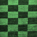 Square Machine Washable Checkered Emerald Green Modern Area Rugs, wshabs70emgrn