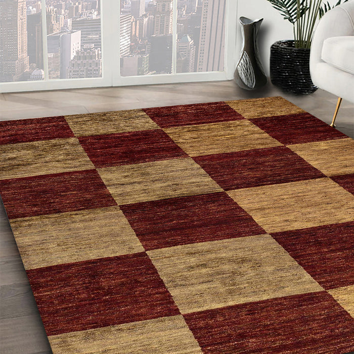 Machine Washable Abstract Chocolate Brown Rug in a Family Room, wshabs70