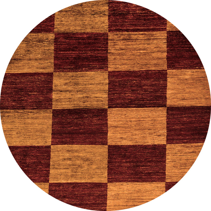 Round Checkered Orange Modern Rug, abs70org