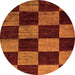 Round Checkered Orange Modern Rug, abs70org