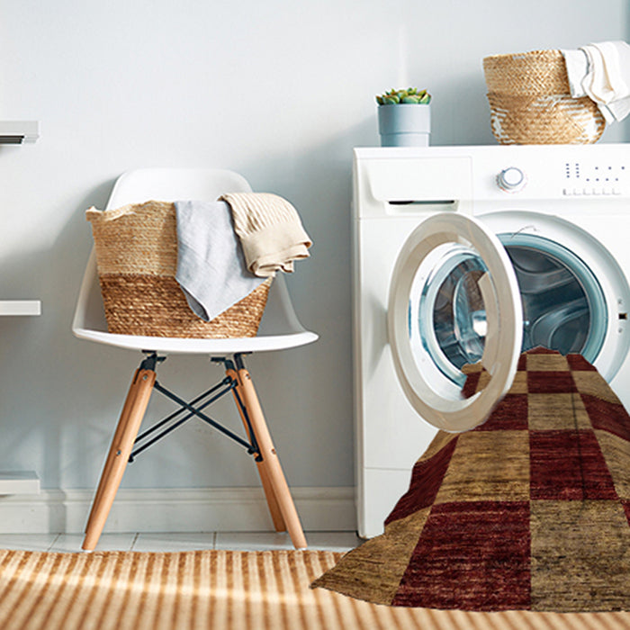 Machine Washable Abstract Chocolate Brown Rug in a Washing Machine, wshabs70