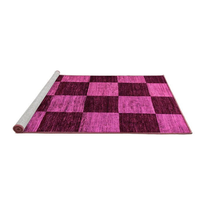 Sideview of Machine Washable Checkered Pink Modern Rug, wshabs70pnk