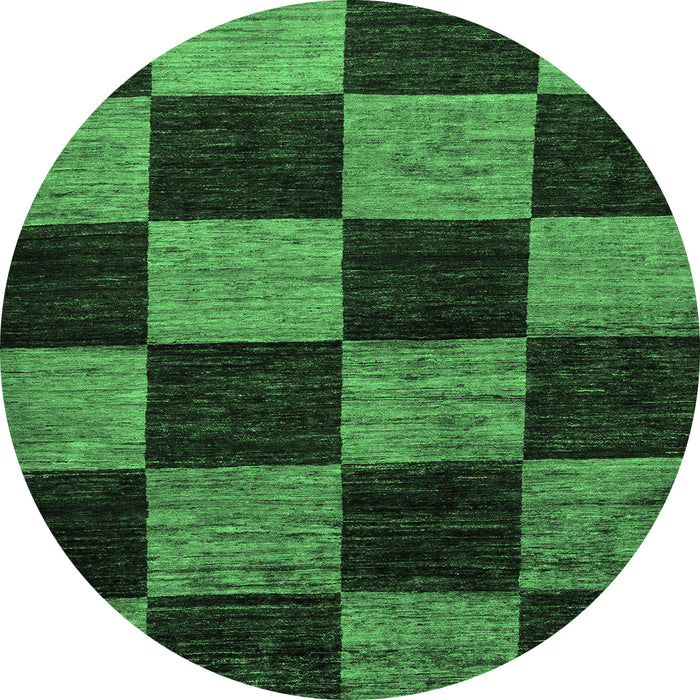 Round Checkered Emerald Green Modern Rug, abs70emgrn