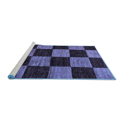 Sideview of Machine Washable Checkered Blue Modern Rug, wshabs70blu