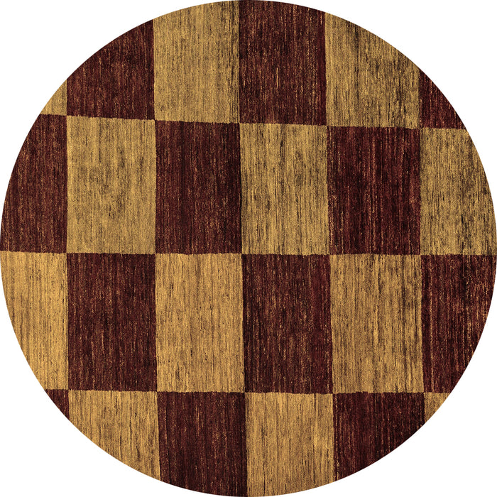 Round Checkered Brown Modern Rug, abs70brn