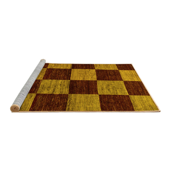 Sideview of Machine Washable Checkered Yellow Modern Rug, wshabs70yw