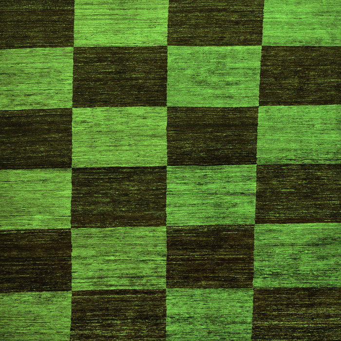 Square Machine Washable Checkered Green Modern Area Rugs, wshabs70grn