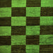 Square Machine Washable Checkered Green Modern Area Rugs, wshabs70grn