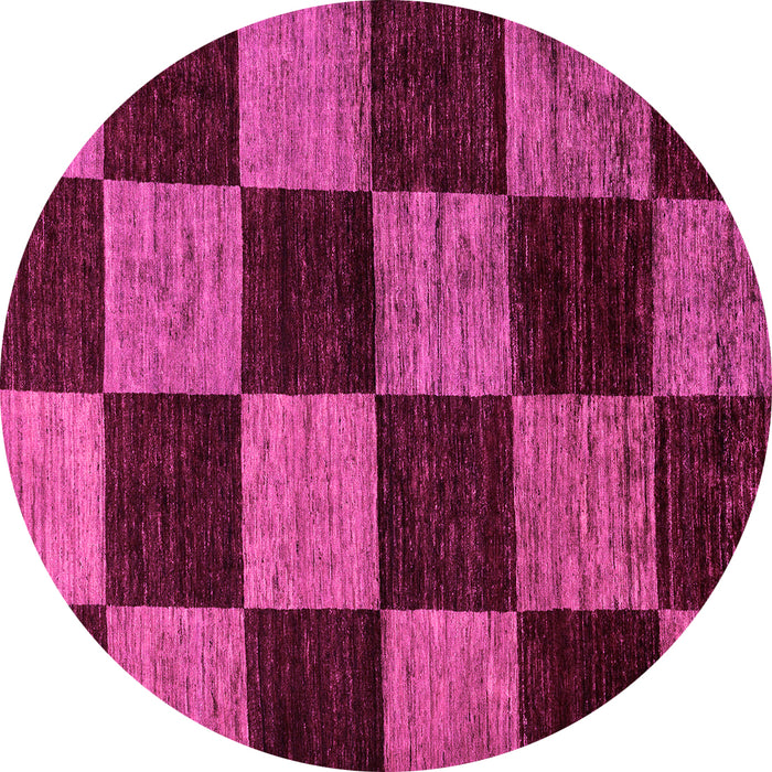 Round Checkered Pink Modern Rug, abs70pnk