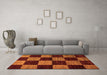 Machine Washable Checkered Orange Modern Area Rugs in a Living Room, wshabs70org