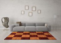 Machine Washable Checkered Orange Modern Rug, wshabs70org