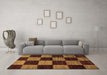 Machine Washable Checkered Brown Modern Rug in a Living Room,, wshabs70brn
