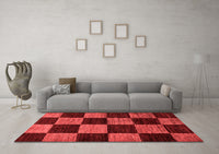 Machine Washable Checkered Red Modern Rug, wshabs70red