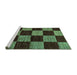 Sideview of Machine Washable Checkered Turquoise Modern Area Rugs, wshabs70turq