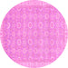 Round Machine Washable Abstract Pink Modern Rug, wshabs710pnk