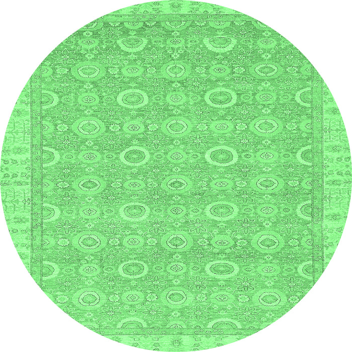 Round Machine Washable Abstract Emerald Green Modern Area Rugs, wshabs710emgrn