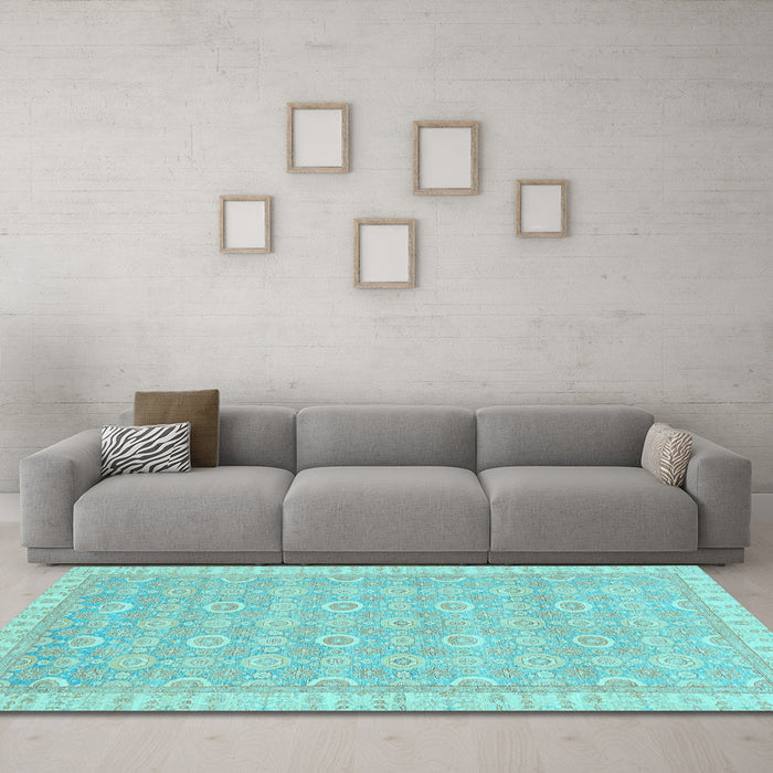 Machine Washable Abstract Light Blue Modern Rug in a Living Room, wshabs710lblu