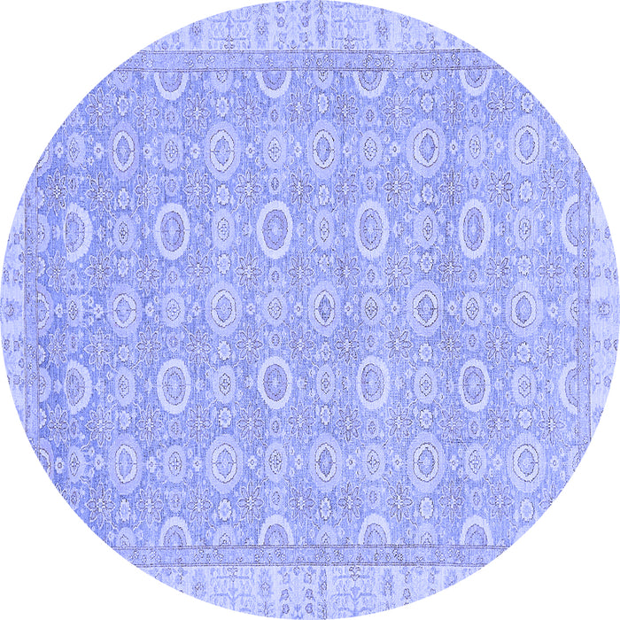 Round Abstract Blue Modern Rug, abs710blu