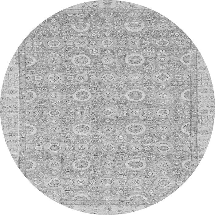 Round Machine Washable Abstract Gray Modern Rug, wshabs710gry