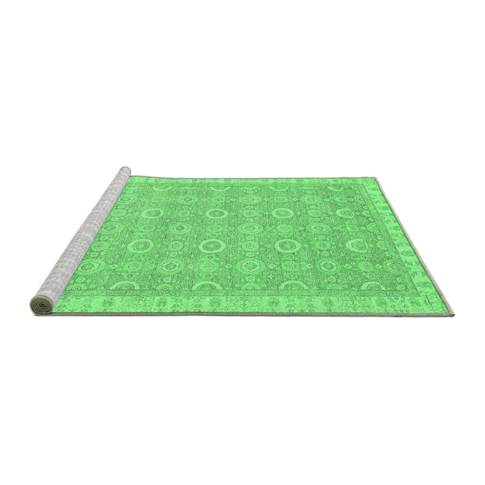 Sideview of Machine Washable Abstract Emerald Green Modern Area Rugs, wshabs710emgrn