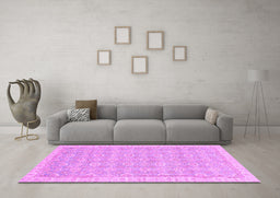 Machine Washable Abstract Purple Modern Area Rugs in a Living Room, wshabs710pur