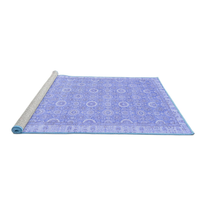 Sideview of Machine Washable Abstract Blue Modern Rug, wshabs710blu