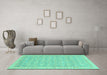 Machine Washable Abstract Turquoise Modern Area Rugs in a Living Room,, wshabs710turq