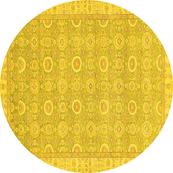 Round Machine Washable Abstract Yellow Modern Rug, wshabs710yw