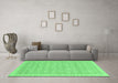 Machine Washable Abstract Emerald Green Modern Area Rugs in a Living Room,, wshabs710emgrn