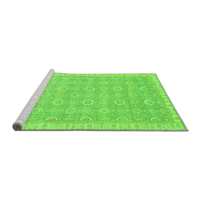 Sideview of Machine Washable Abstract Green Modern Area Rugs, wshabs710grn