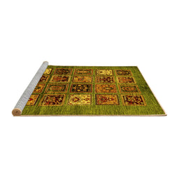 Sideview of Machine Washable Abstract Yellow Modern Rug, wshabs711yw
