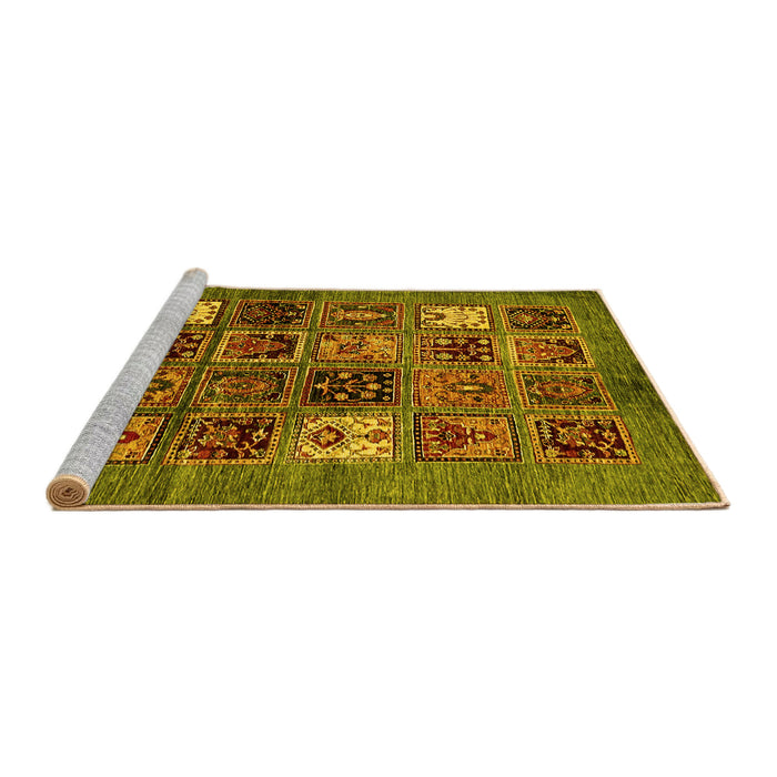 Sideview of Machine Washable Abstract Yellow Modern Rug, wshabs711yw