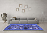 Machine Washable Abstract Blue Modern Rug, wshabs711blu