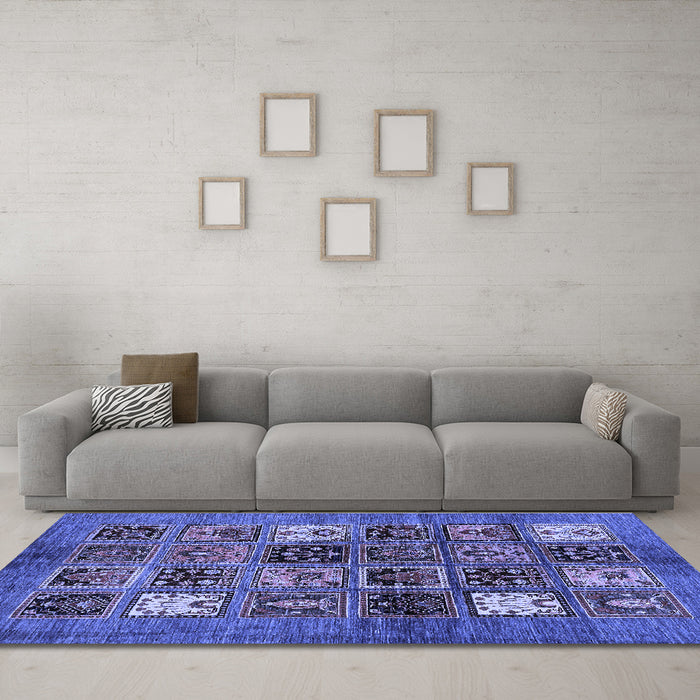 Machine Washable Abstract Blue Modern Rug in a Living Room, wshabs711blu