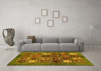 Machine Washable Abstract Yellow Modern Rug, wshabs711yw