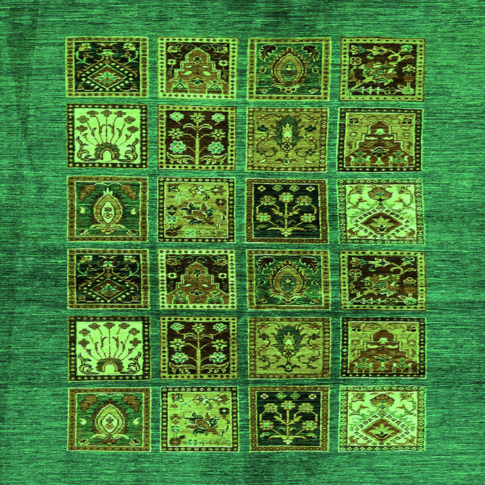 Square Machine Washable Abstract Green Modern Area Rugs, wshabs711grn
