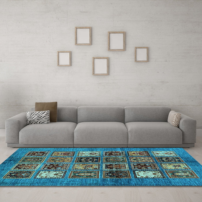 Machine Washable Abstract Light Blue Modern Rug in a Living Room, wshabs711lblu